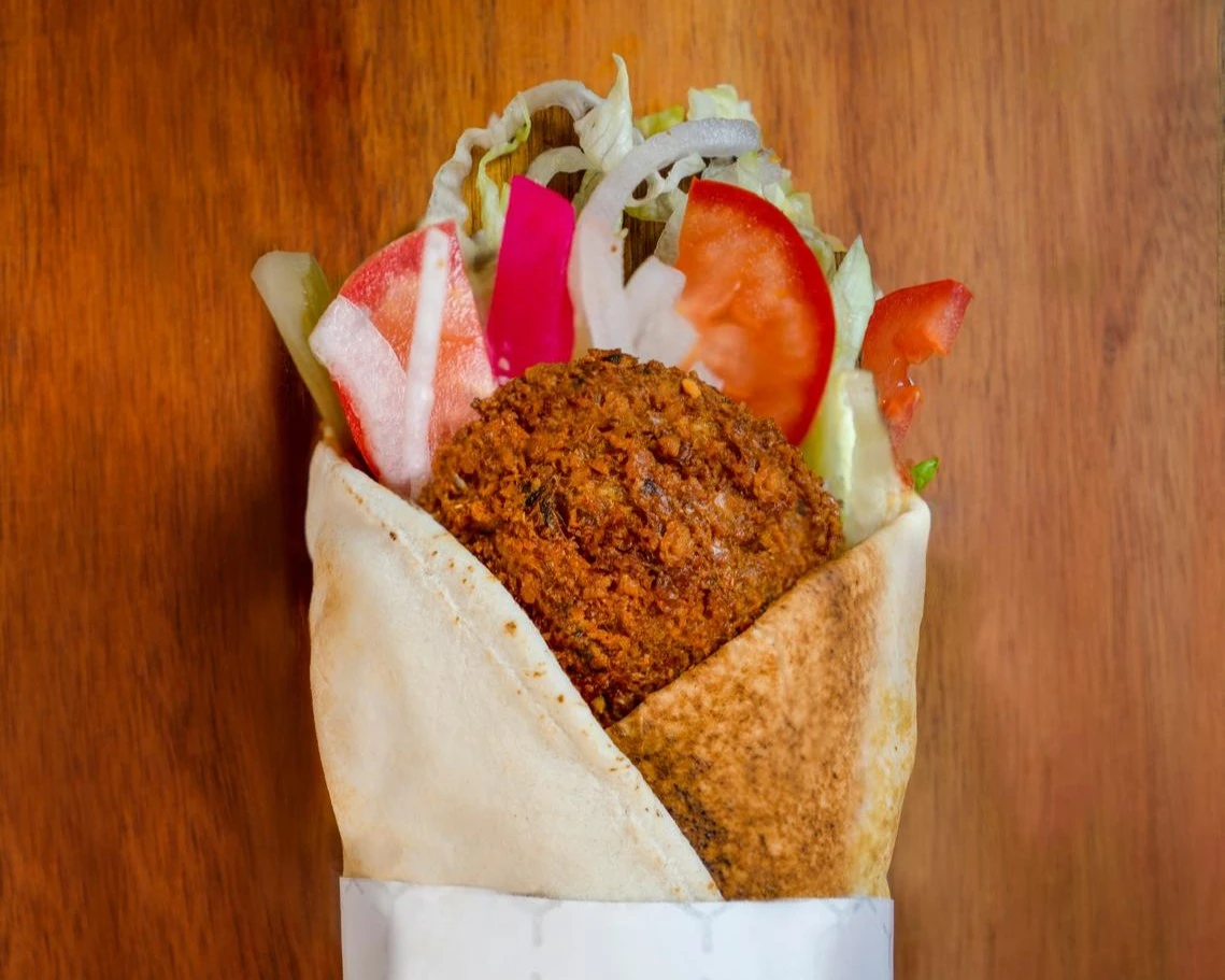 Delicious falafel wrap at Captain Shawarma in Edmonton, AB